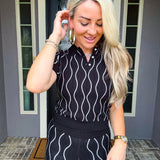 Preppy Feeling Wavy Print Knit Top