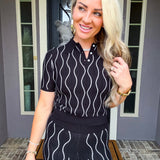 Preppy Feeling Wavy Print Knit Top