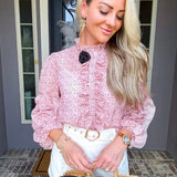 Sophisticated Polka Dot Rose Blouse