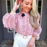 Sophisticated Polka Dot Rose Blouse