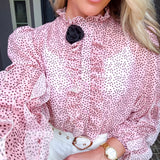 Sophisticated Polka Dot Rose Blouse