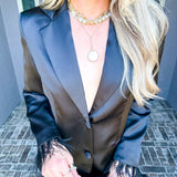 Dark Angel Satin Feather Blazer