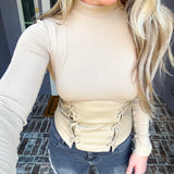 Savage Avenue Lace Up Top - Taupe
