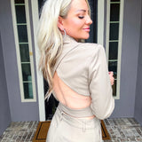 Boardroom Belle Wrap Around Blazer - Mocha
