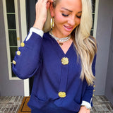Nautical Nights Gold Button Cardigan