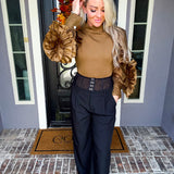 Metro Sleek Detailed Blouse - Olive