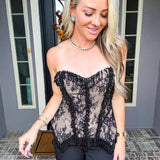 Pearl Royale Beaded Corset Top - Black
