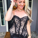 Pearl Royale Beaded Corset Top - Black
