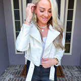 Skyline Statement Leather Jacket - Ivory