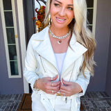Skyline Statement Leather Jacket - Ivory