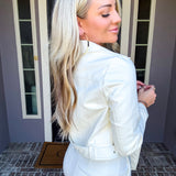 Skyline Statement Leather Jacket - Ivory