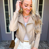 Skyline Statement Leather Jacket - Mocha