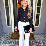 Daily Luxe Tweed Pocket Blouse