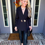 Chic Hustle Gold Button Blazer