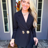 Chic Hustle Gold Button Blazer