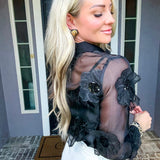 Petale Couture Jeweled Flower Blouse
