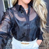 Petale Couture Jeweled Flower Blouse