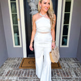 Summer Chic Wide Leg Trousers - White