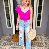 Meet Me In Cabo Ruffle Bodysuit - Pink