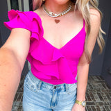 Meet Me In Cabo Ruffle Bodysuit - Pink