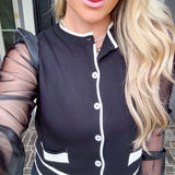 Paris Skies Sheer Blouse - Black