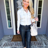 Sweet Haze Zipper Top - White