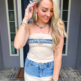 Casual Chic Strapless Denim Top