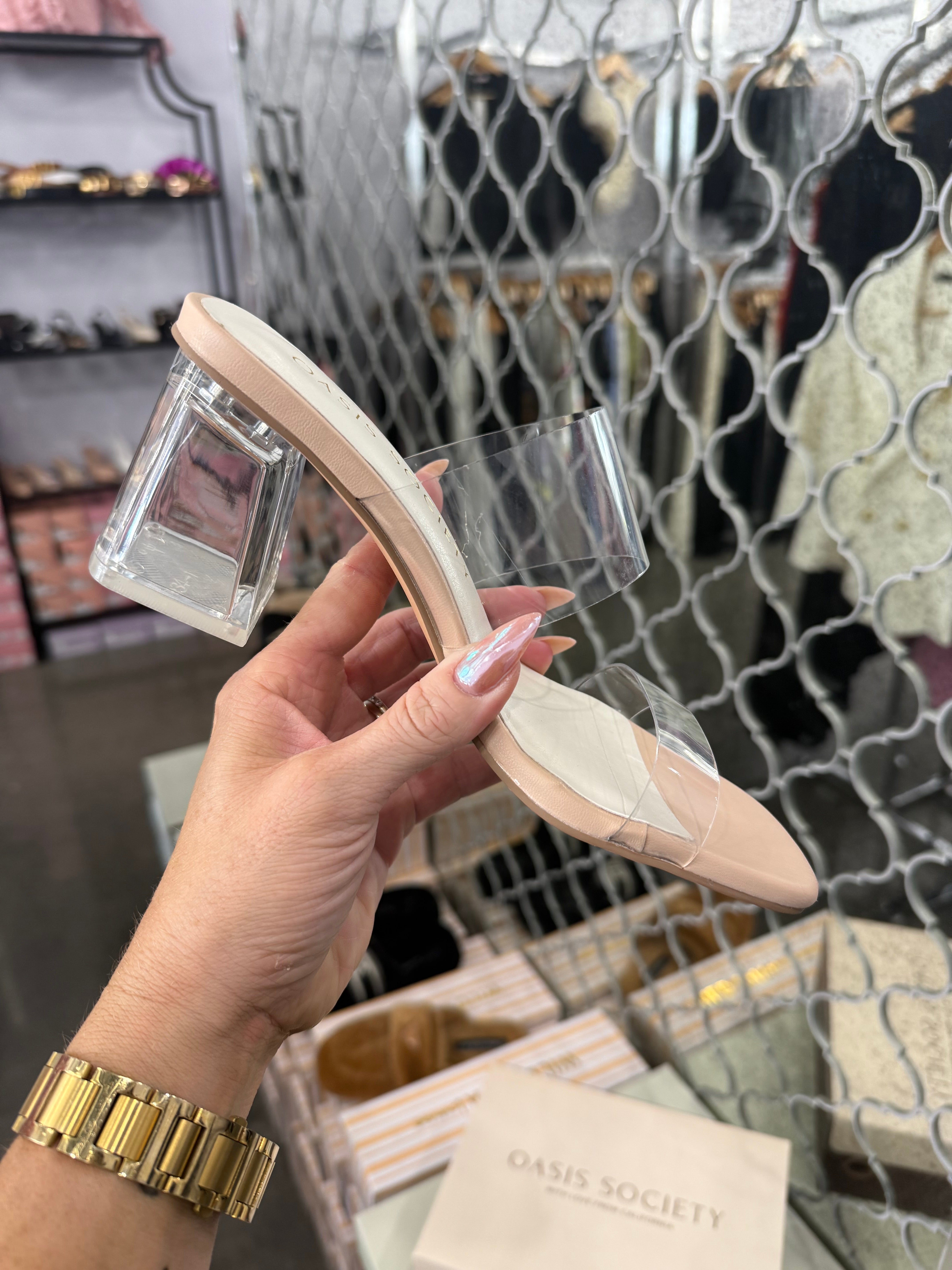 Classic Clear Block Heel