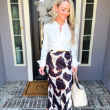 Soft Ember Abstract Satin Skirt