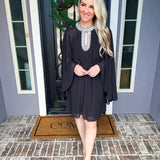 Midnight Sparkle Cape Dress