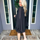 Midnight Sparkle Cape Dress
