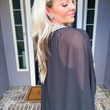 Midnight Sparkle Cape Dress