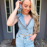 Denim & Diamonds Jeweled Top