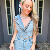 Denim & Diamonds Jeweled Top