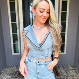 Denim & Diamonds Jeweled Top