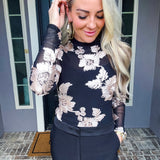 Midnight Bloom Sheer Flower Top