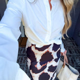 Soft Ember Abstract Satin Skirt