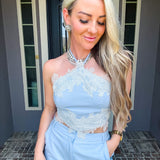 Bluebell Beauty Lace Trim Top