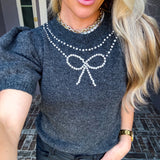 Bow Kissed Jeweled Sweater