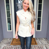 Goal Getter Wrap Around Vest - Cream