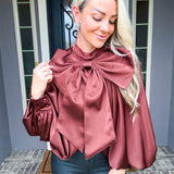 Fall For Drama Exaggerated Bow Blouse