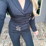 Fastened In Fashion Buckle Trousers