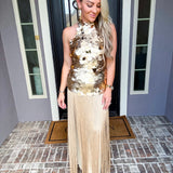 Speakeasy Chic Gold Fringe Skirt
