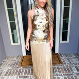Speakeasy Chic Gold Fringe Skirt