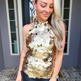 Speakeasy Chic Gold Halter Top