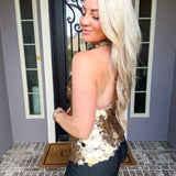 Speakeasy Chic Gold Halter Top