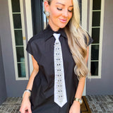 Fifth Avenue Sparkle Tie Blouse - Black