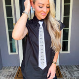 Fifth Avenue Sparkle Tie Blouse - Black