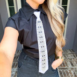 Fifth Avenue Sparkle Tie Blouse - Black