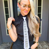Fifth Avenue Sparkle Tie Blouse - Black